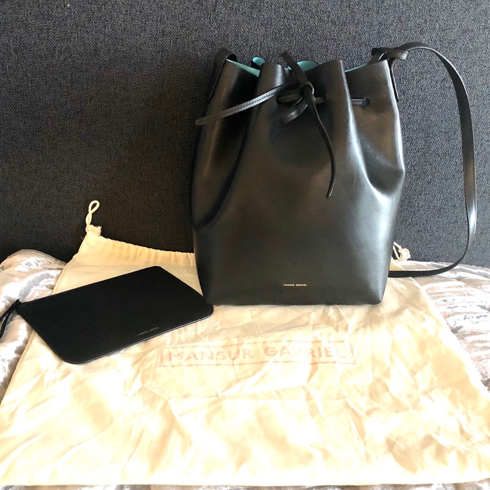 Mansur Gavriel Black/ Marina Bucket Bag in EUC